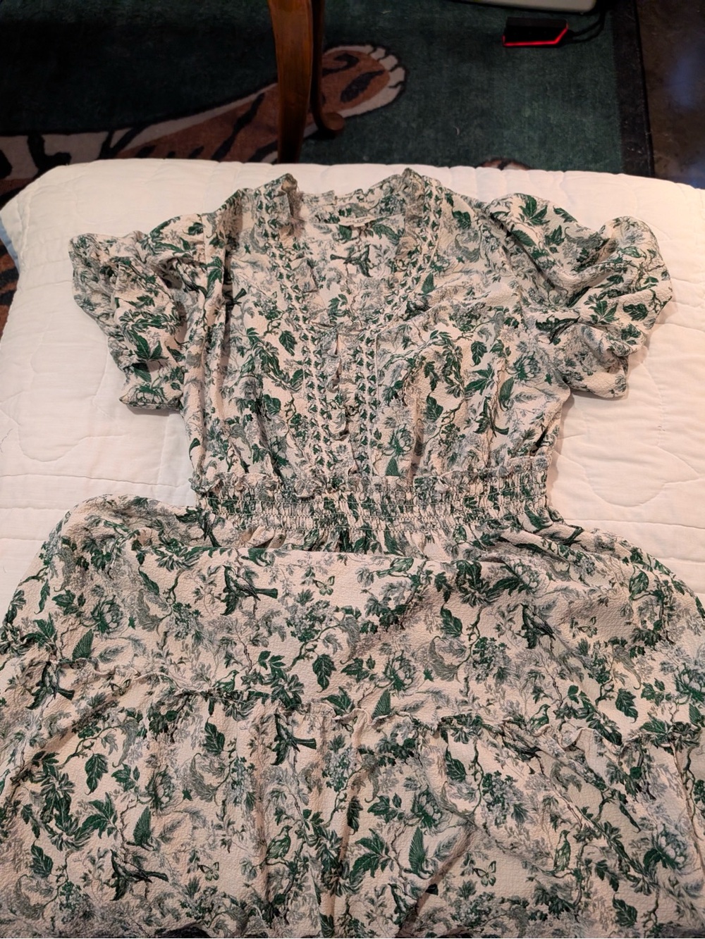 Floral green and white dress